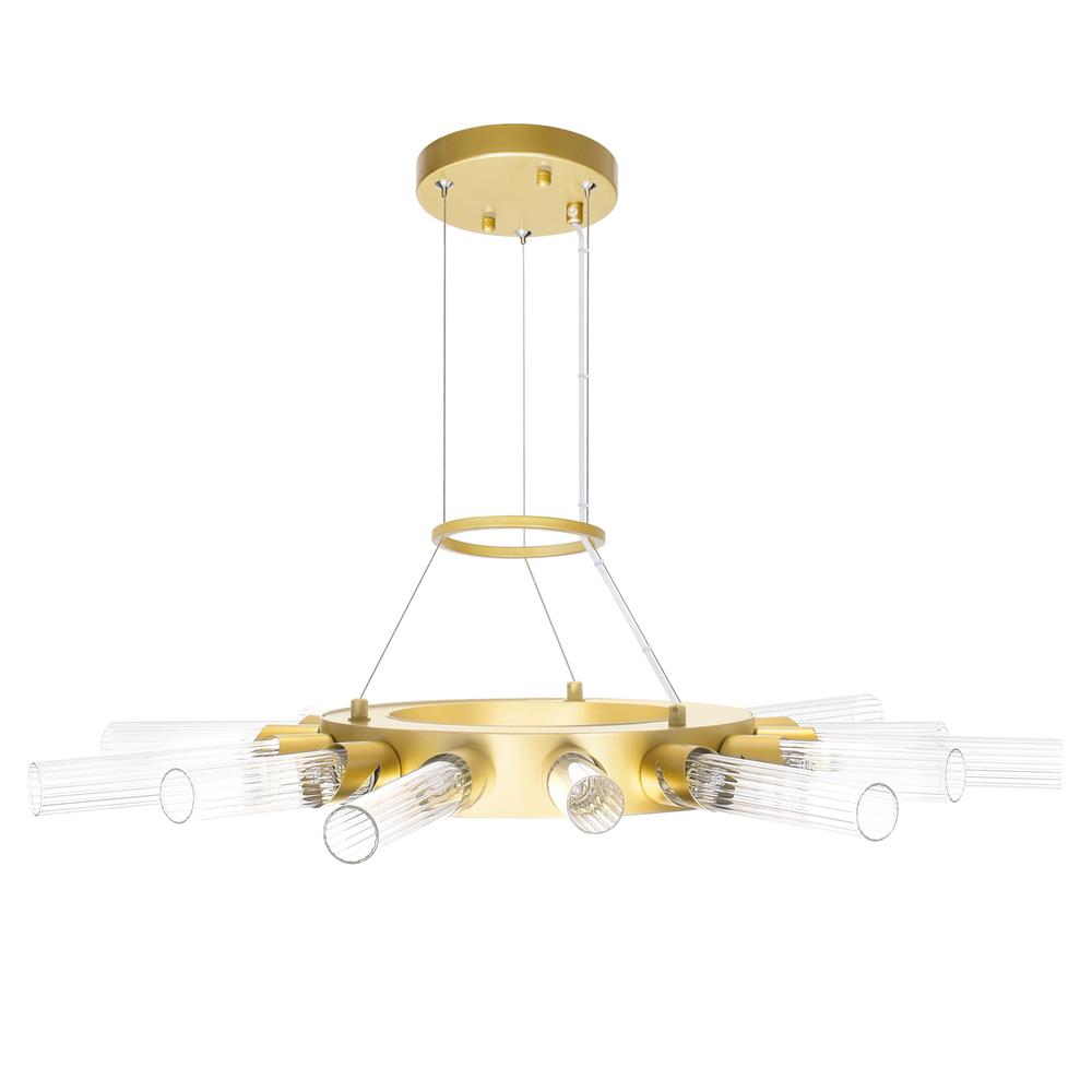 Collar 14 Light Chandelier With Satin Gold Finish. Picture 5