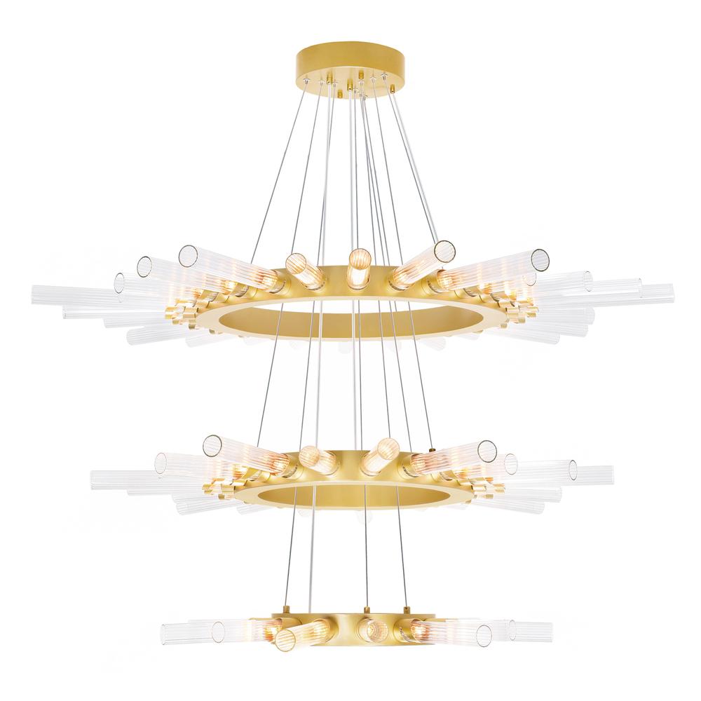 Collar 63 Light Chandelier With Satin Gold Finish. Picture 1