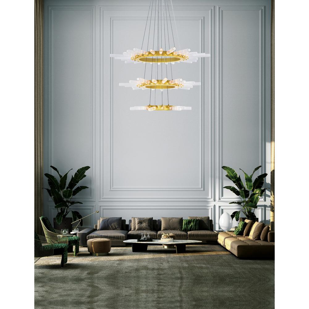 Collar 63 Light Chandelier With Satin Gold Finish. Picture 6