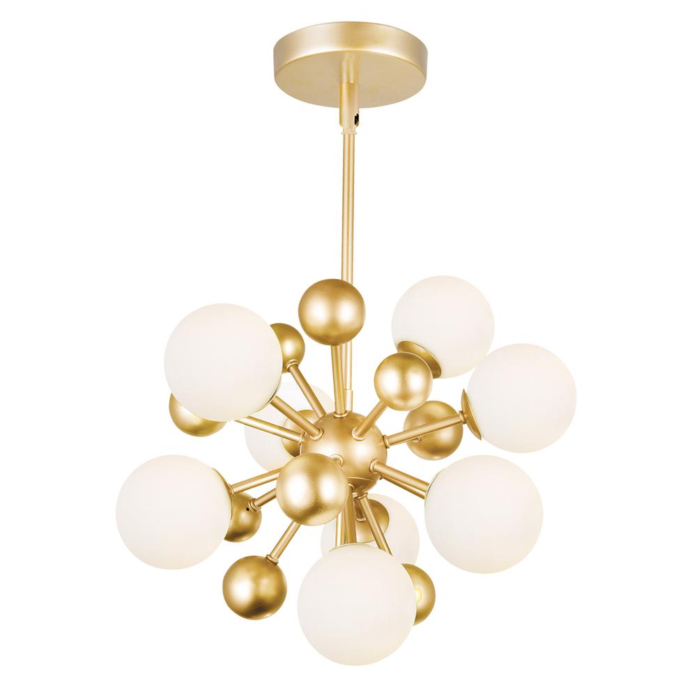 Element 8 Light Chandelier With Sun Gold Finish. Picture 1