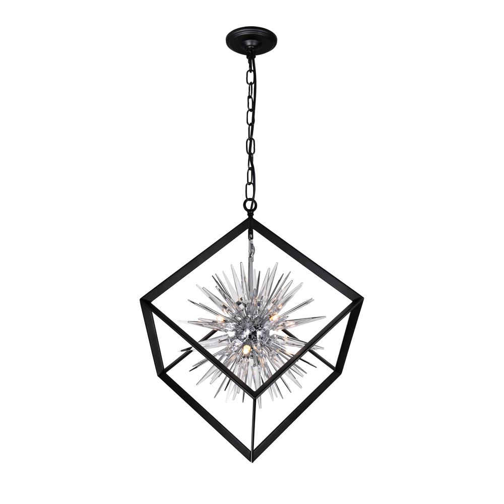 Starburst 6 Light Chandelier With Chrome & Black Finish. Picture 2
