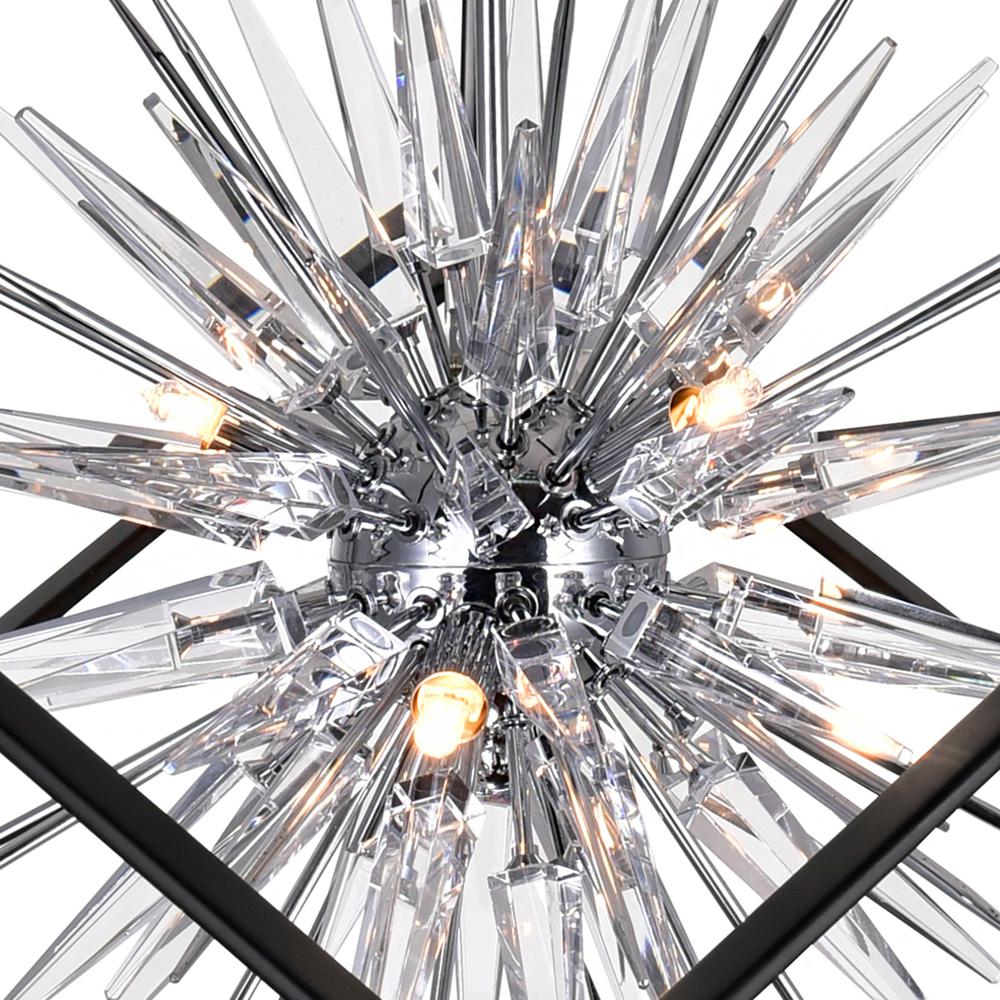 Starburst 6 Light Chandelier With Chrome & Black Finish. Picture 5