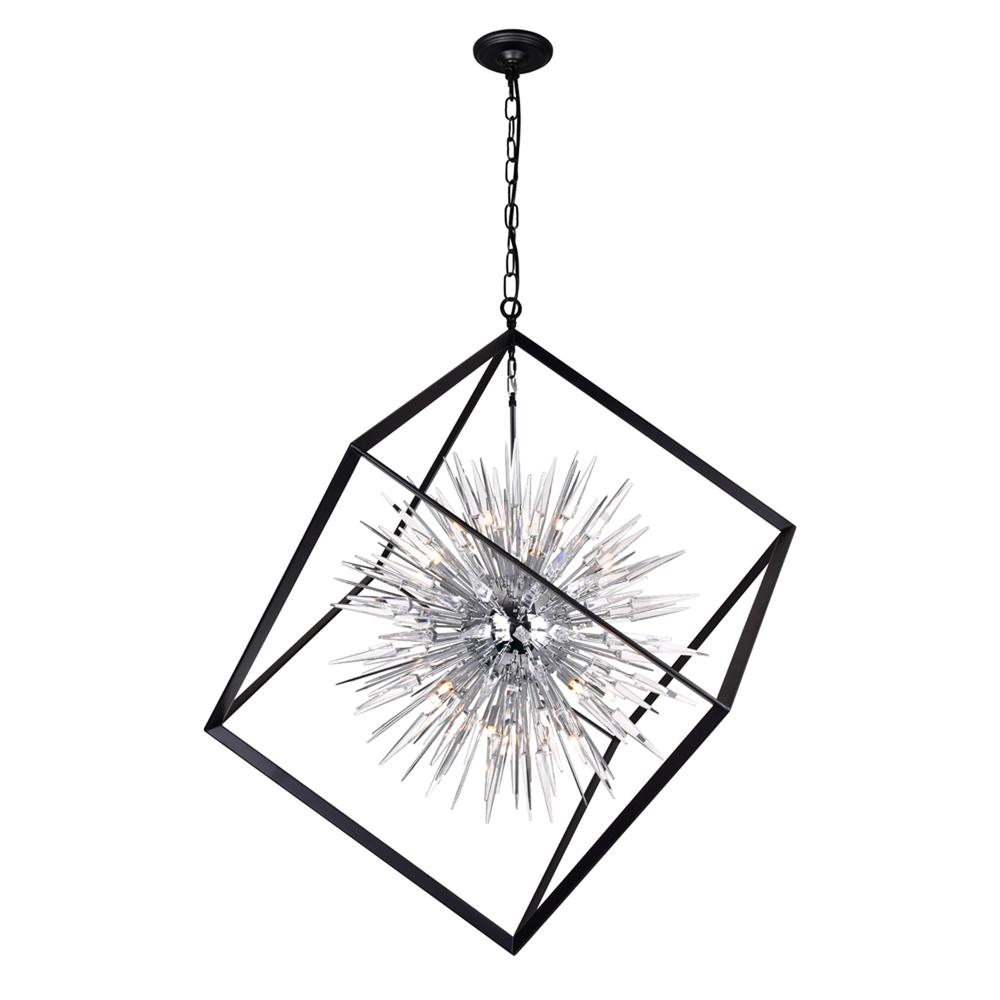 Starburst 20 Light Chandelier With Chrome & Black Finish. Picture 1