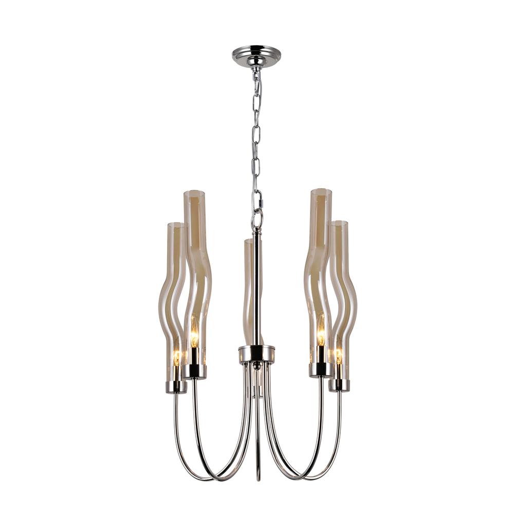 Meduse 5 Light Chandelier With Polished Nickel Finish. Picture 2