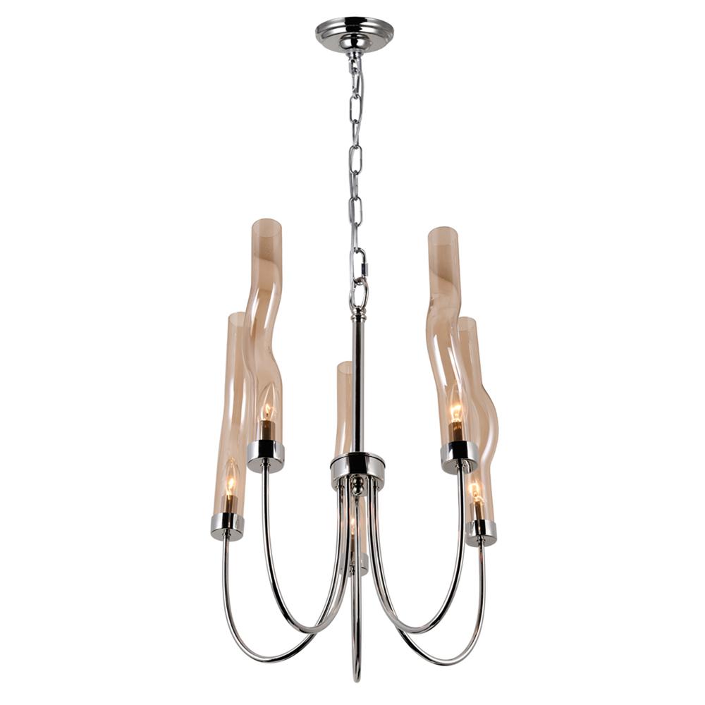 Meduse 5 Light Chandelier With Polished Nickel Finish. Picture 1