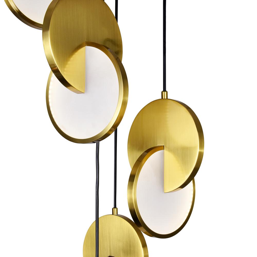 Tranche LED Pendant With Brushed Brass Finish. Picture 3