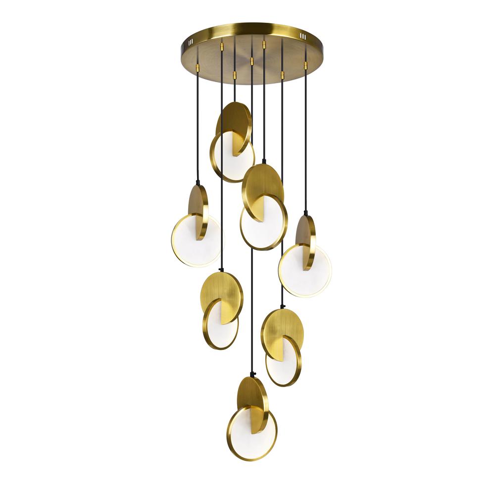 Tranche LED Pendant With Brushed Brass Finish. Picture 1