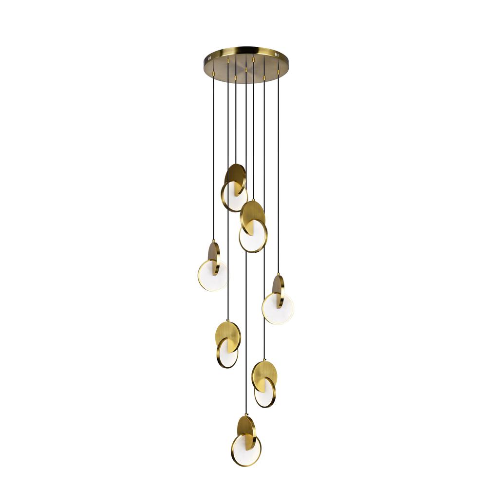 Tranche LED Pendant With Brushed Brass Finish. Picture 2