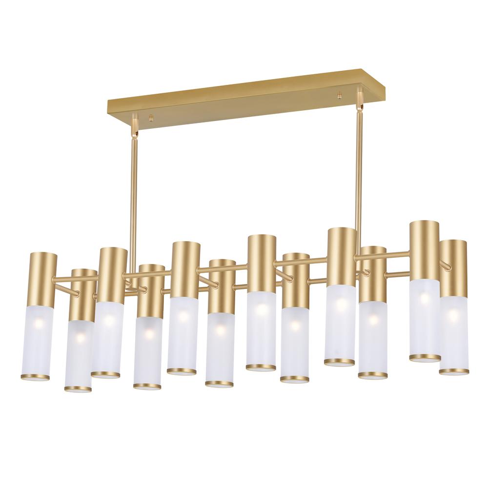Pipes 12 Light Island/Pool Table Chandelier With Sun Gold Finish. Picture 1