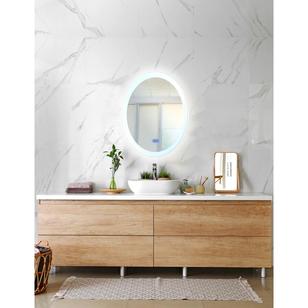 Agostino Oval Matte White LED 22 in. Mirror From our Agostino Collection. Picture 4