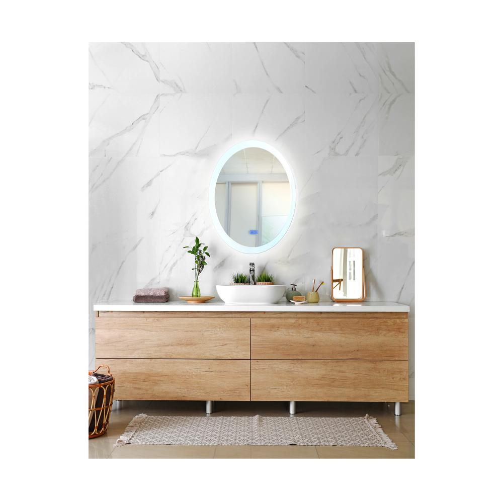 Agostino Oval Matte White LED 22 in. Mirror From our Agostino Collection. Picture 7