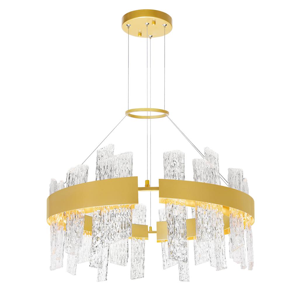 Guadiana 32 in LED Satin Gold Chandelier. Picture 1