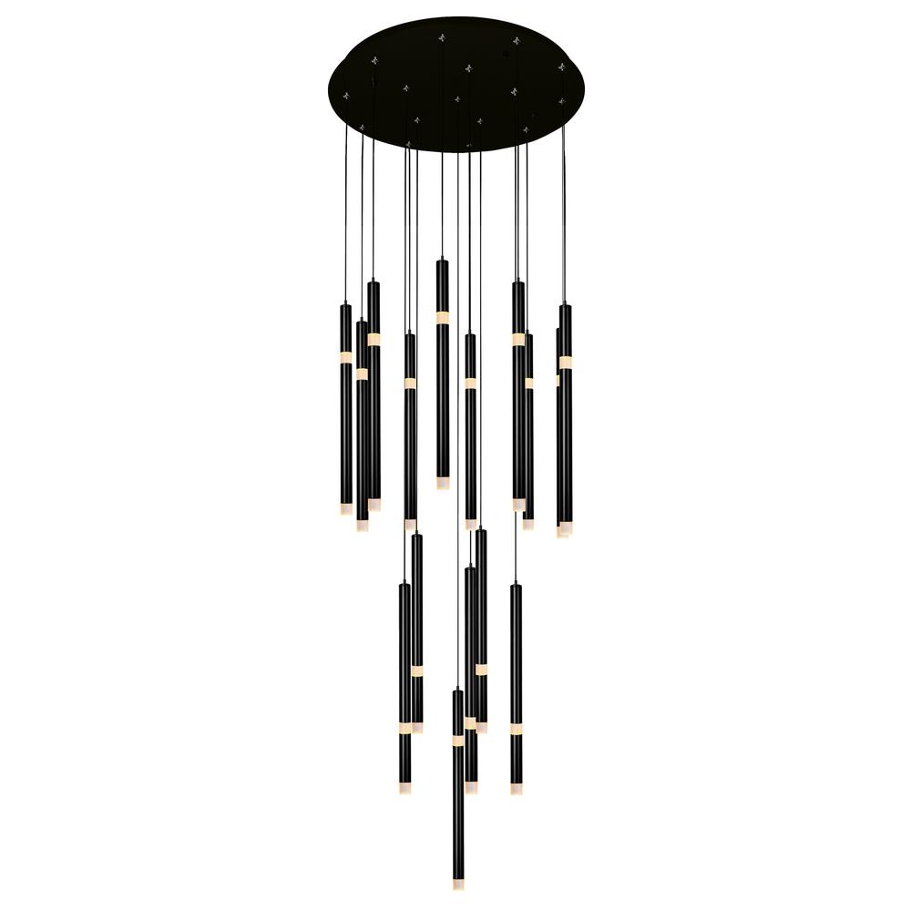 Flute 16 Light LED Chandelier With Black Finish. Picture 1