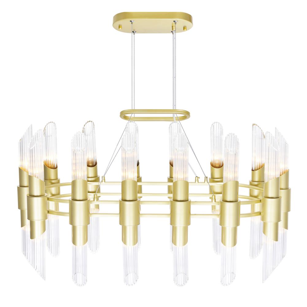 Croissant 28 Light Chandelier With Satin Gold Finish. Picture 2