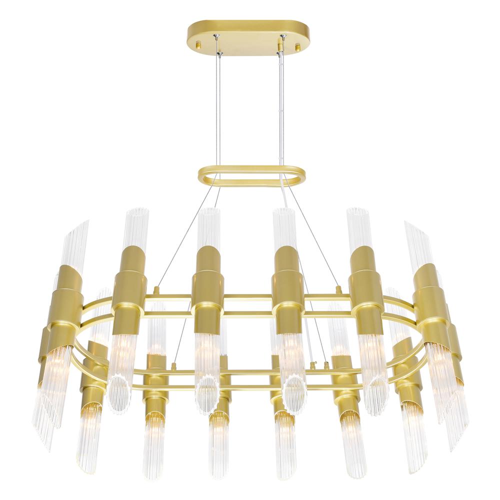 Croissant 28 Light Chandelier With Satin Gold Finish. Picture 3