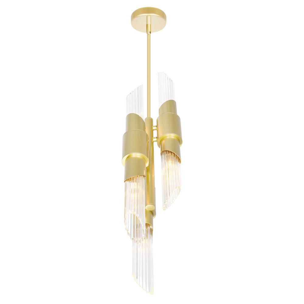 Croissant 6 Light Pendant With Satin Gold Finish. Picture 3