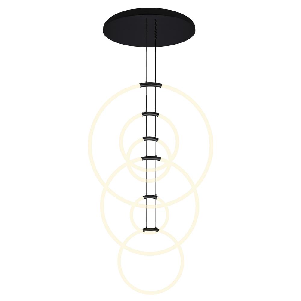 Hoops 6 Light LED Chandelier With Black Finish. Picture 1