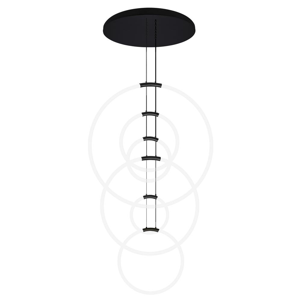 Hoops 6 Light LED Chandelier With Black Finish. Picture 5