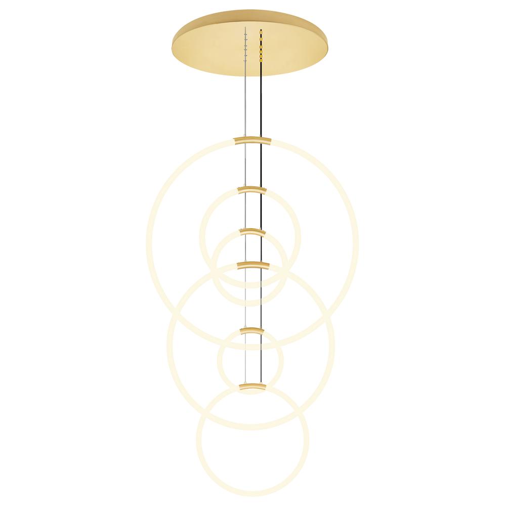Hoops 6 Light LED Chandelier With Satin Gold Finish. Picture 1