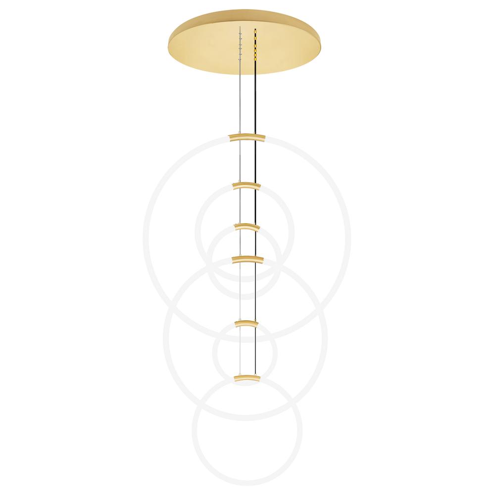 Hoops 6 Light LED Chandelier With Satin Gold Finish. Picture 5