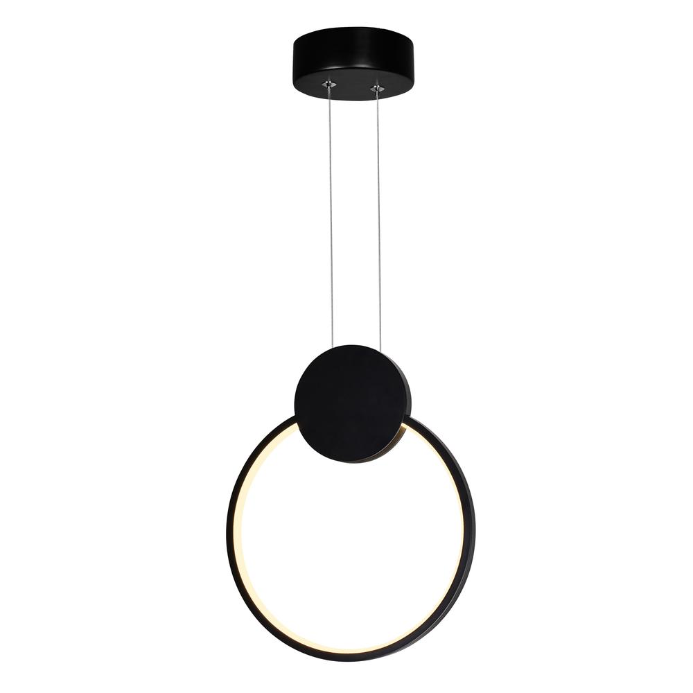 Pulley 10 in LED Black Mini Pendant. Picture 1