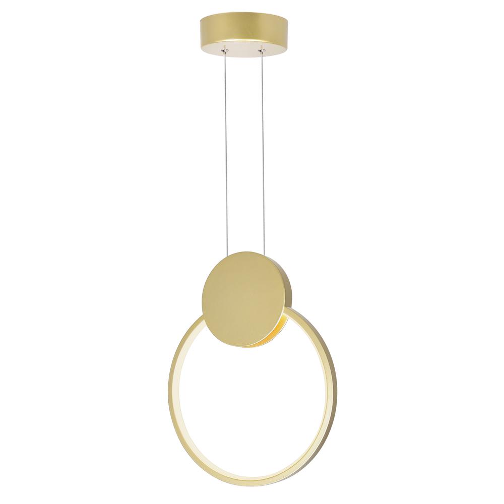 Pulley 10 in LED Satin Gold Mini Pendant. Picture 1