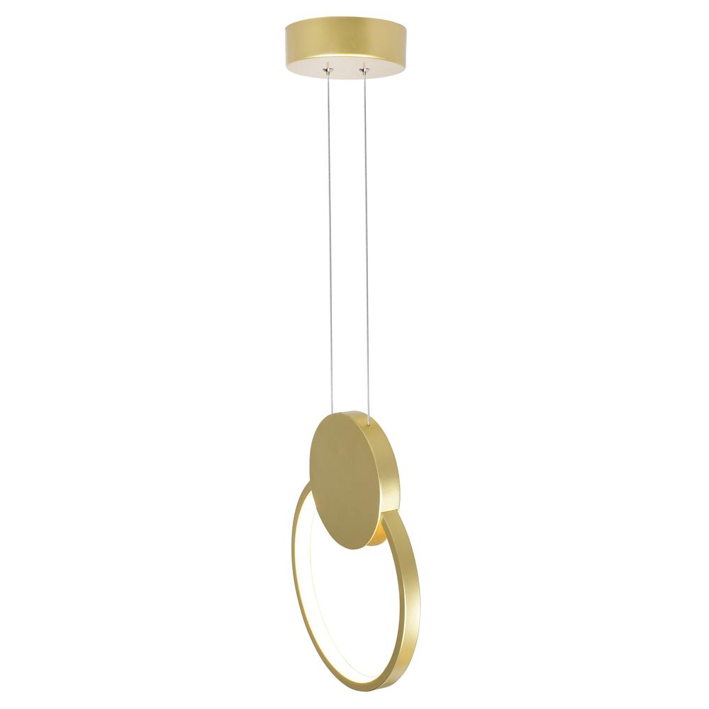 Pulley 10 in LED Satin Gold Mini Pendant. Picture 2