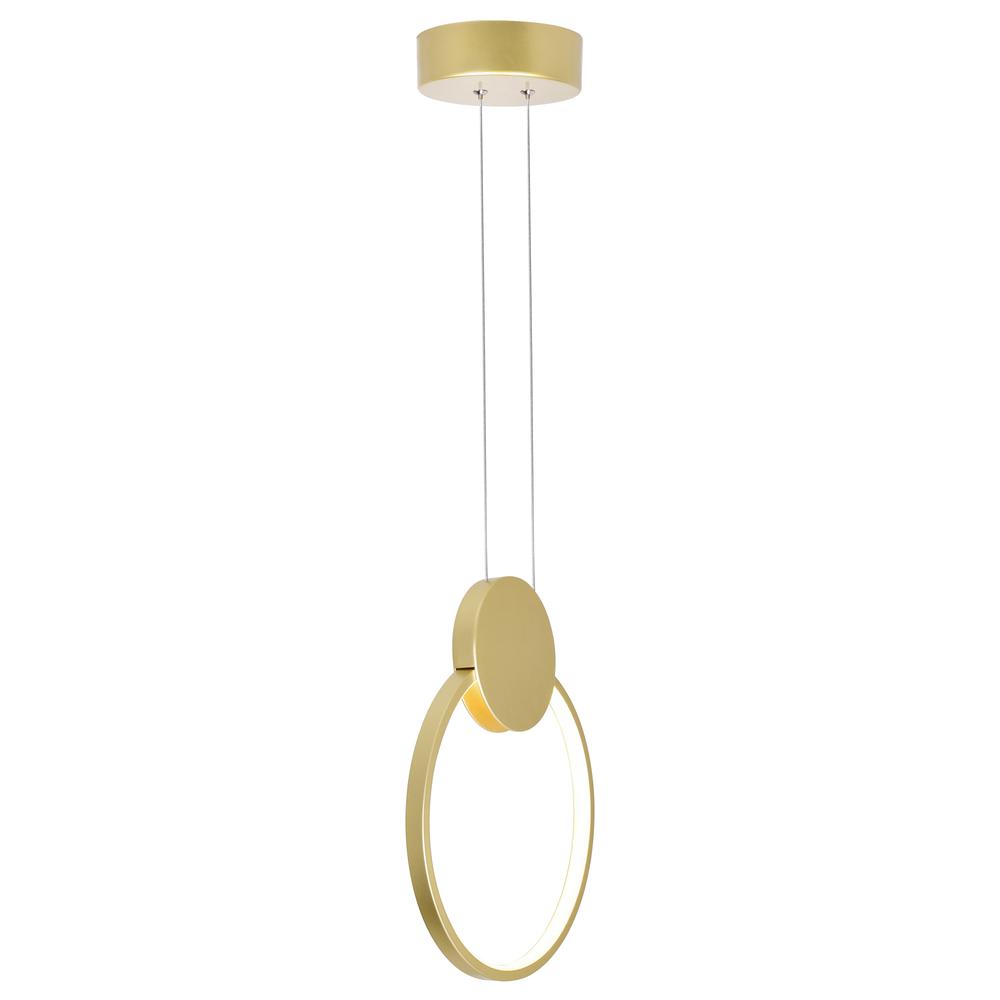 Pulley 10 in LED Satin Gold Mini Pendant. Picture 3