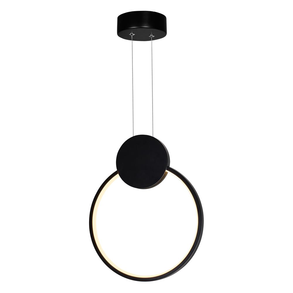 Pulley 12 in LED Black Mini Pendant. Picture 1