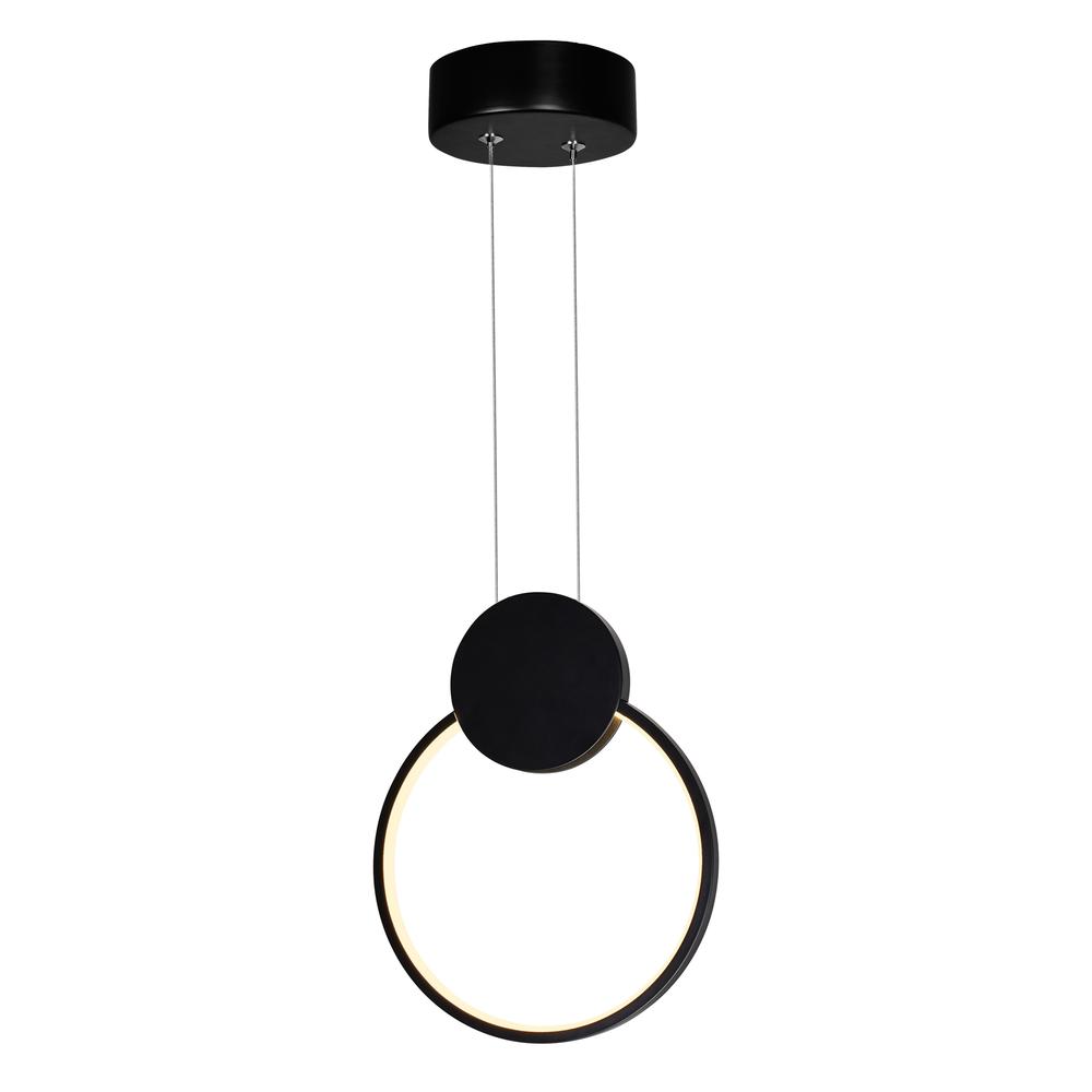 Pulley 8 in LED Black Mini Pendant. Picture 1