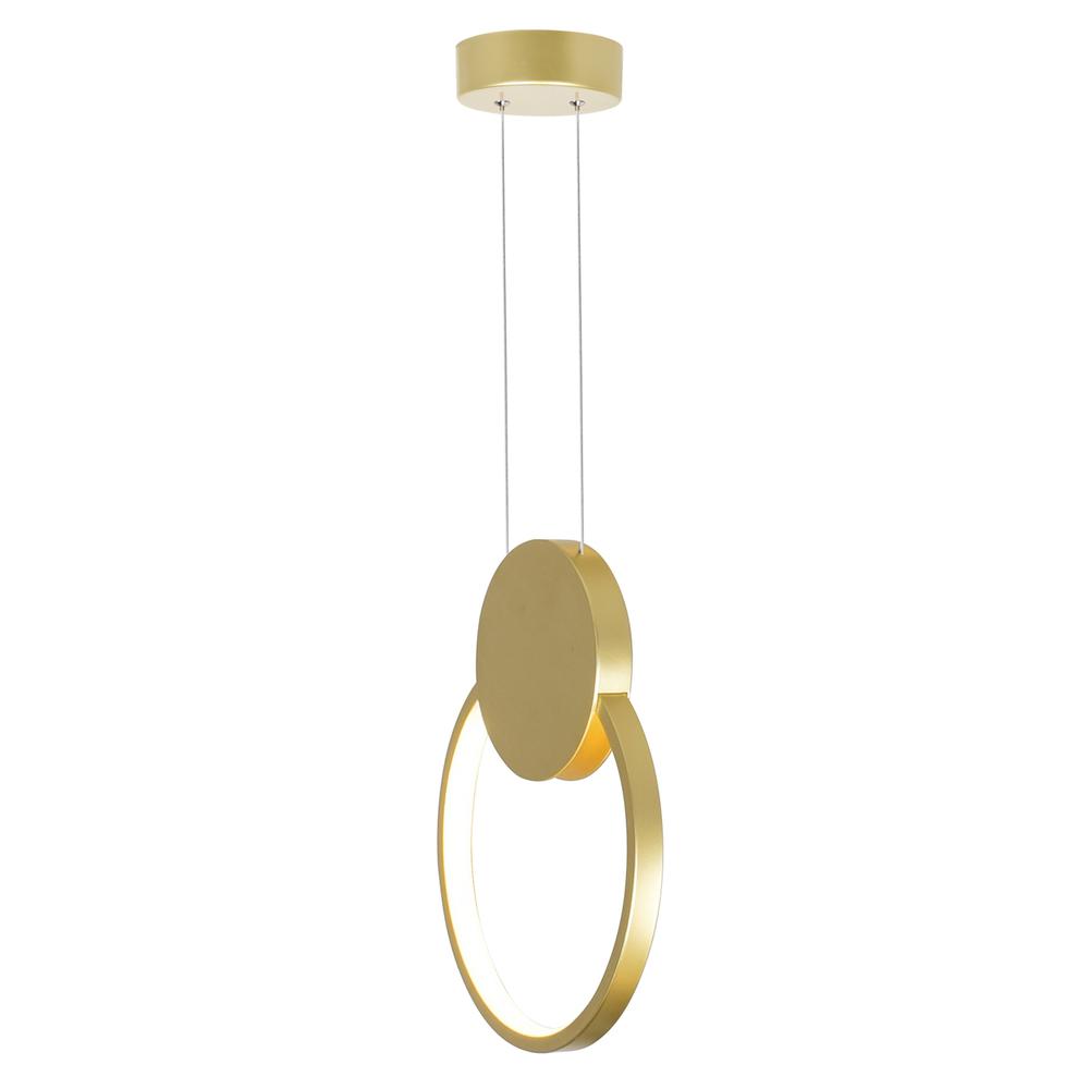 Pulley 8 in LED Satin Gold Mini Pendant. Picture 4