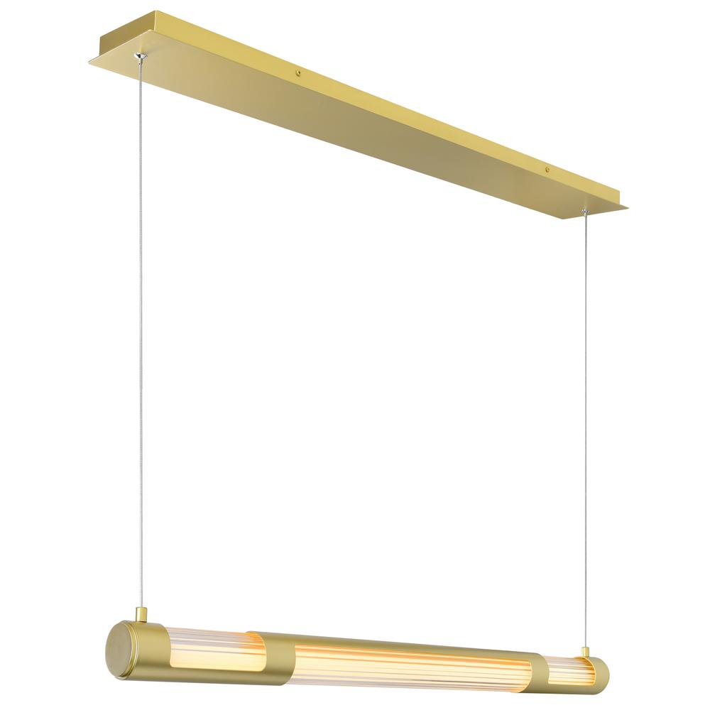Neva 36 in LED Integrated Satin Gold Chandelier. Picture 1