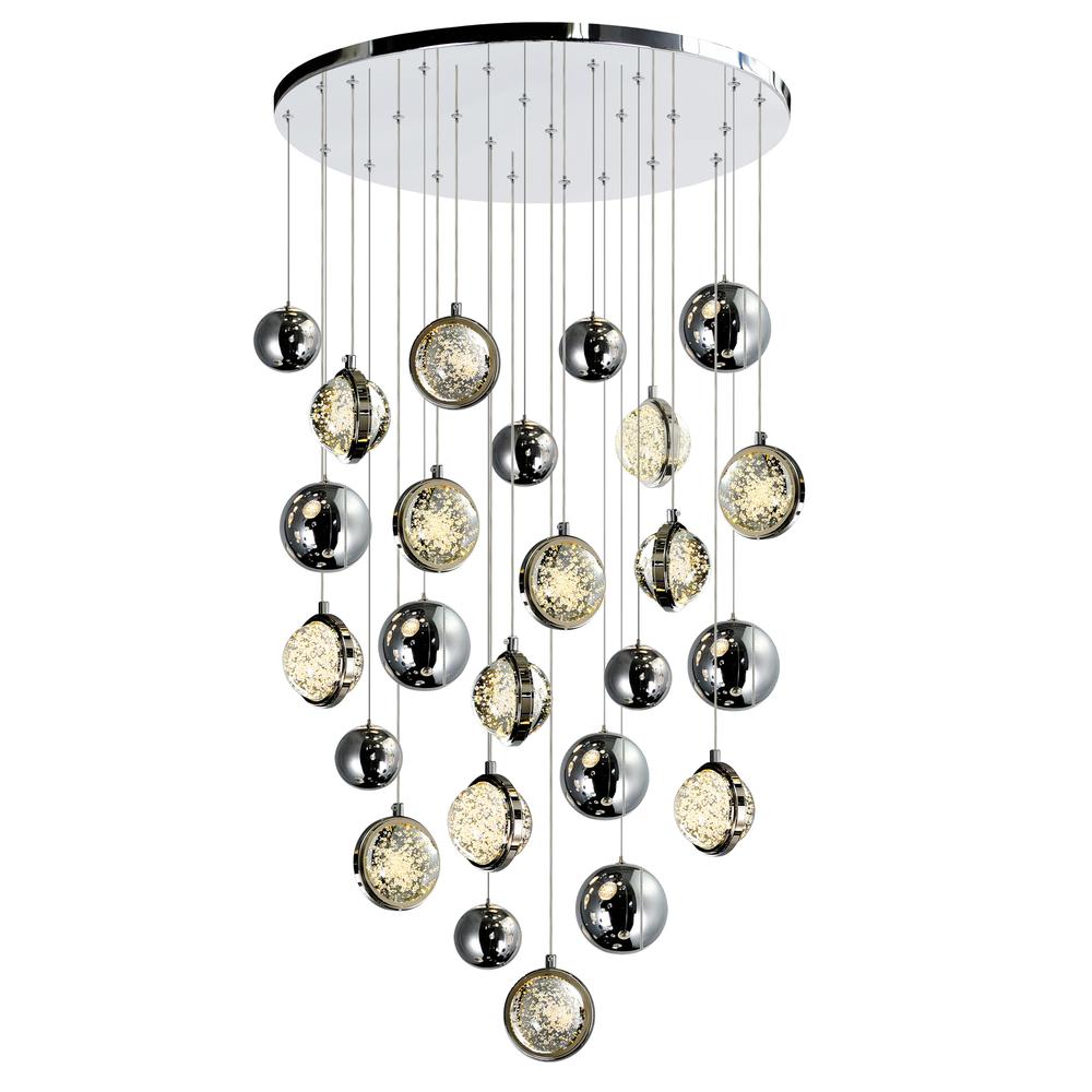 Salvador 24 in LED Integrated Polished Nickel Chandelier. Picture 1