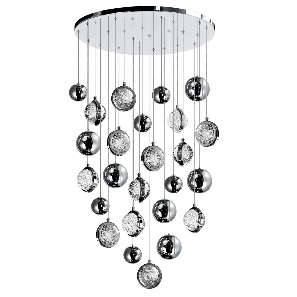 Salvador 24 in LED Integrated Polished Nickel Chandelier. Picture 2