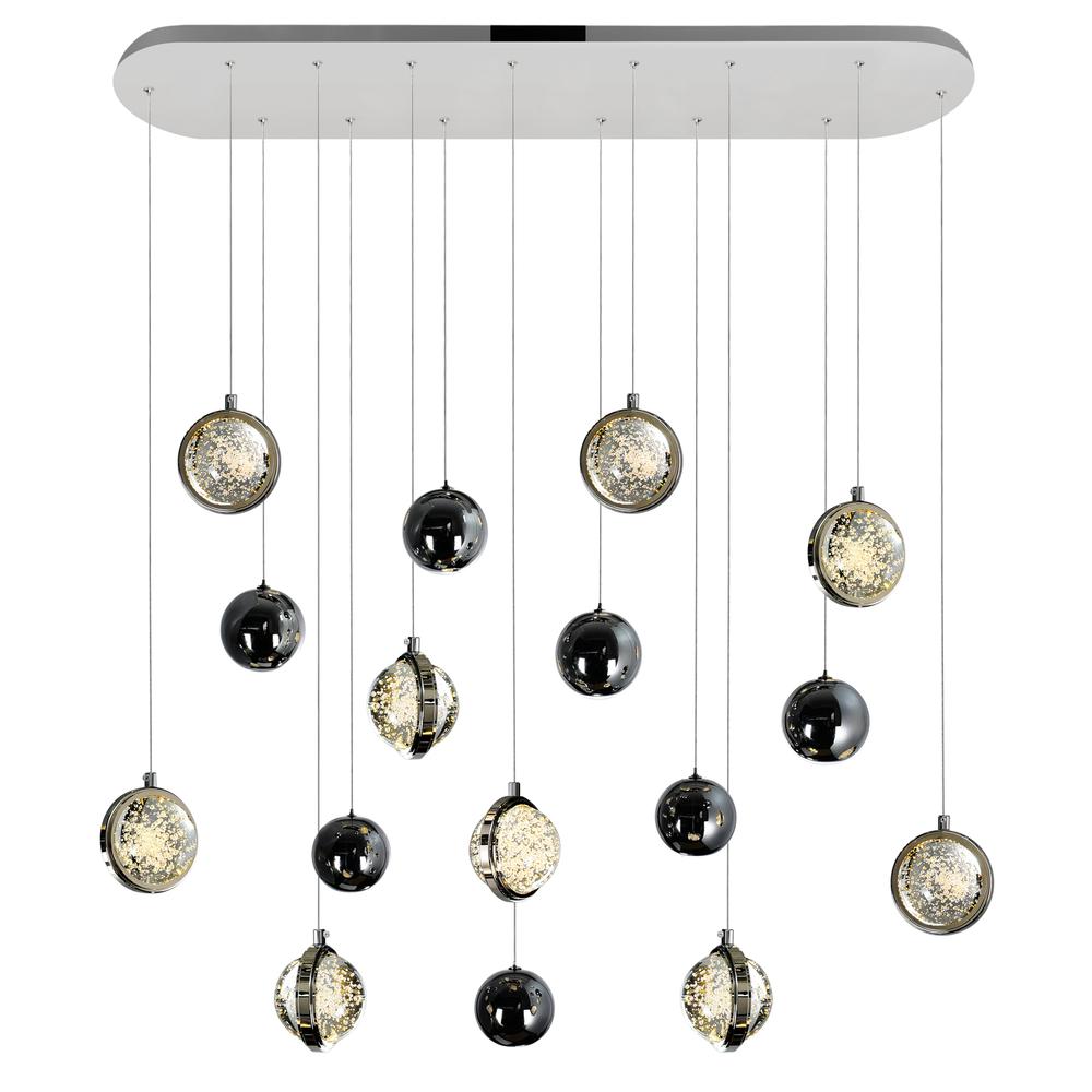 Salvador 40 in LED Integrated Polished Nickel Chandelier. Picture 1