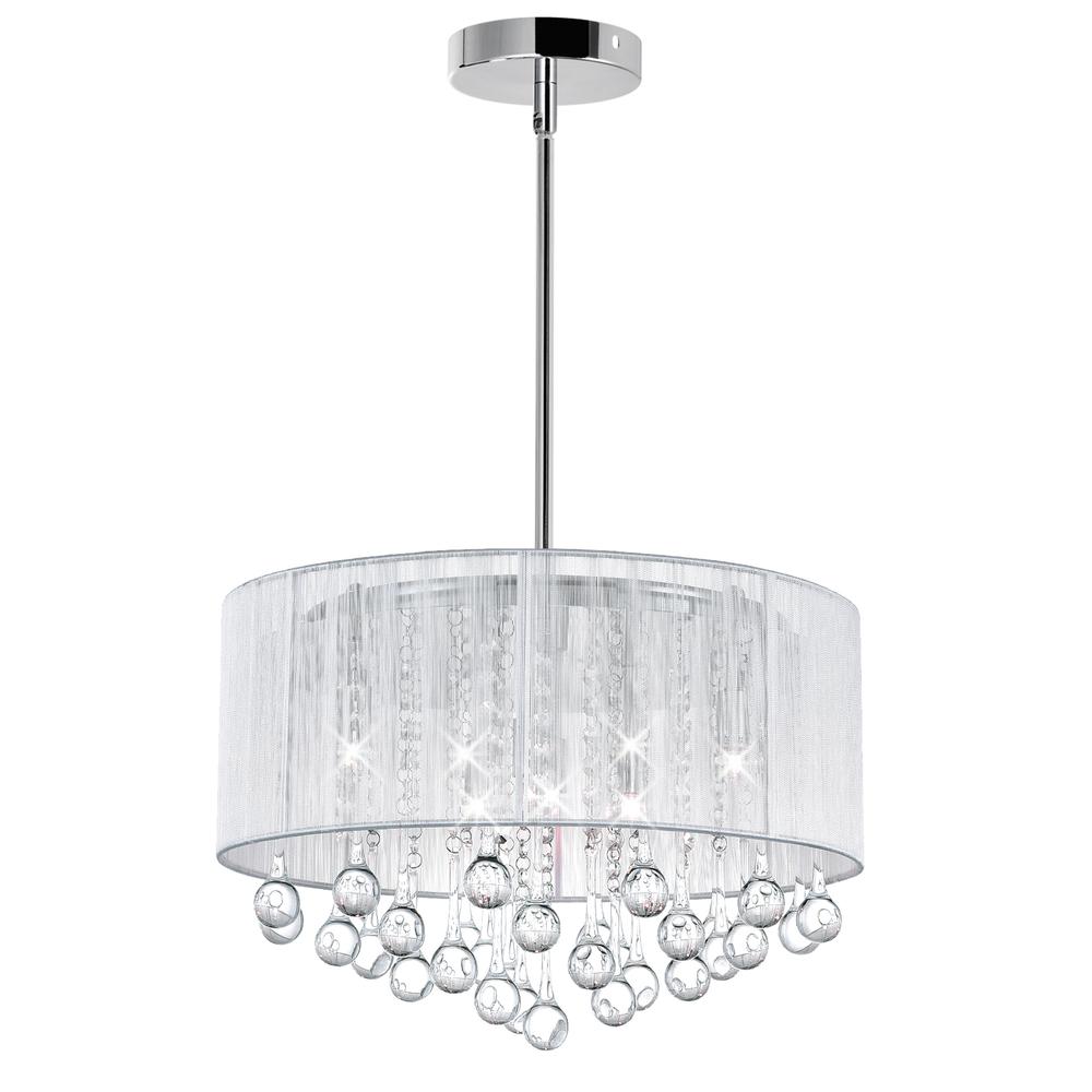Water Drop 6 Light Drum Shade Chandelier With Chrome Finish. Picture 4