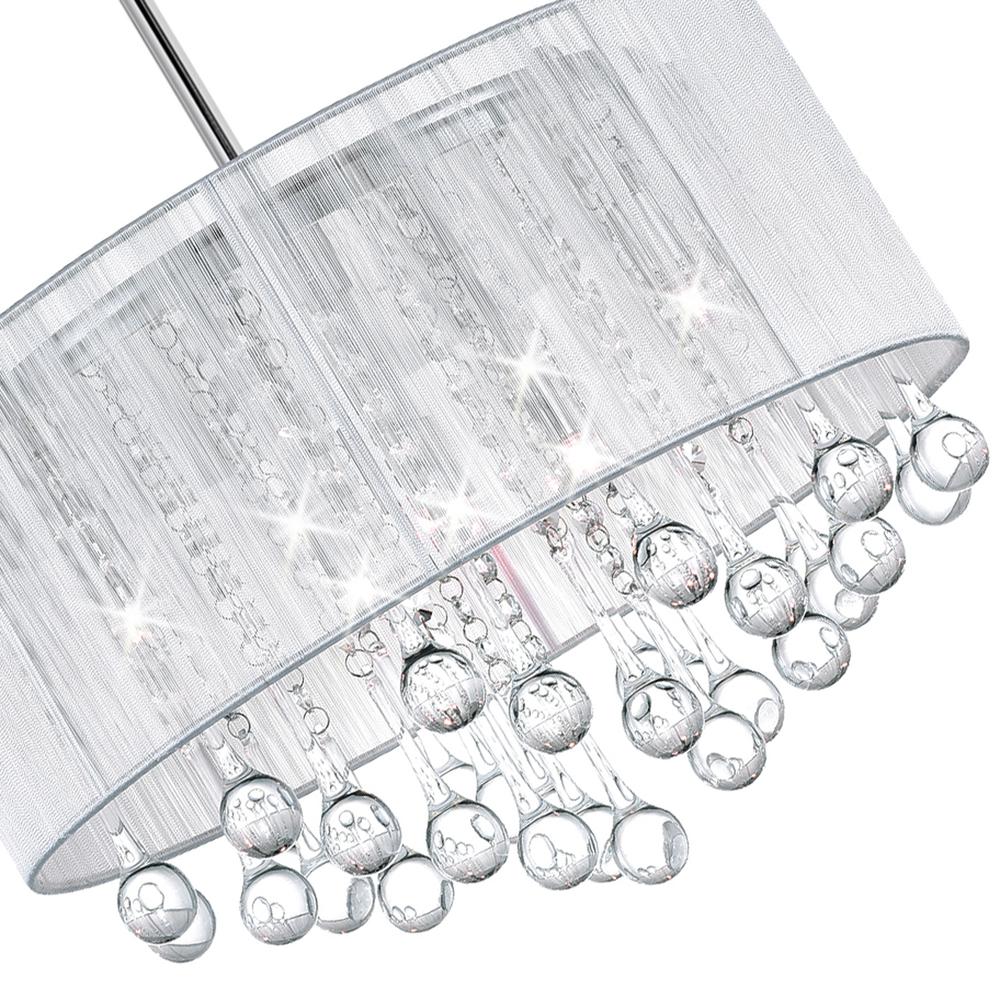 Water Drop 6 Light Drum Shade Chandelier With Chrome Finish. Picture 2