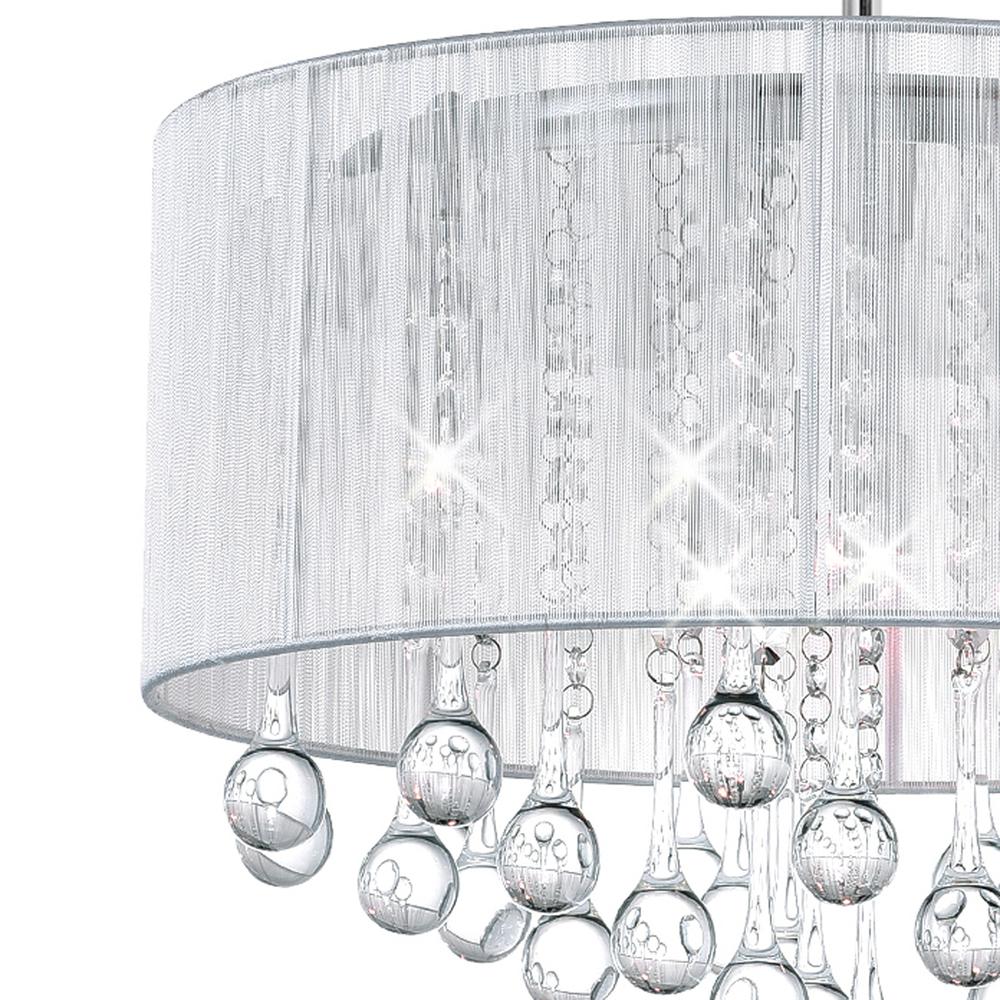 Water Drop 6 Light Drum Shade Chandelier With Chrome Finish. Picture 3