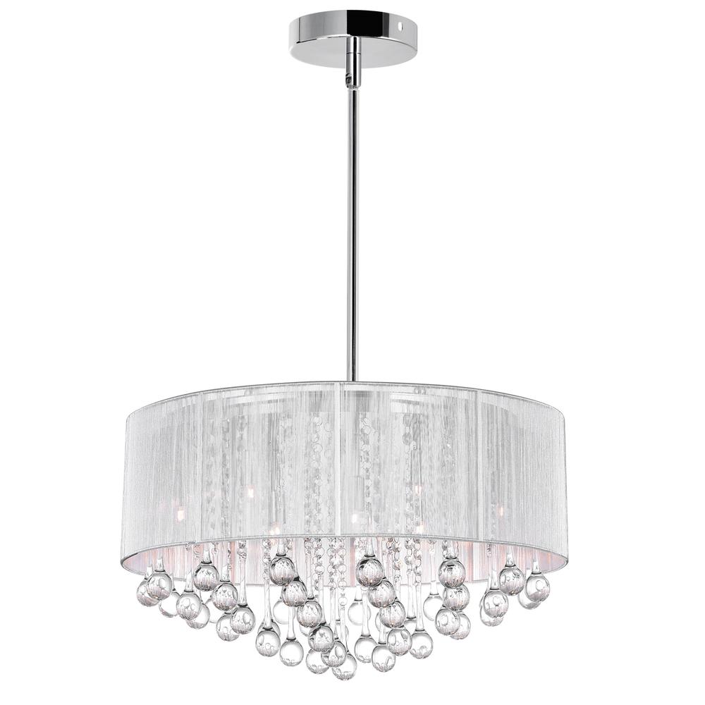 Water Drop 9 Light Drum Shade Chandelier With Chrome Finish. Picture 2