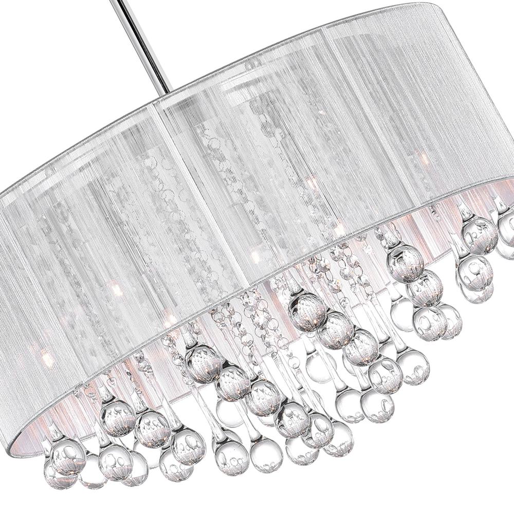 Water Drop 9 Light Drum Shade Chandelier With Chrome Finish. Picture 3