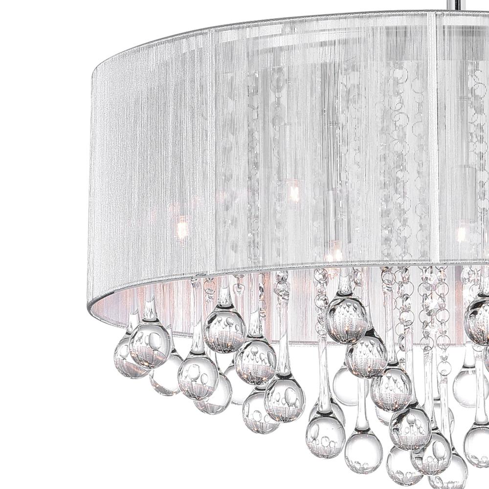 Water Drop 9 Light Drum Shade Chandelier With Chrome Finish. Picture 4