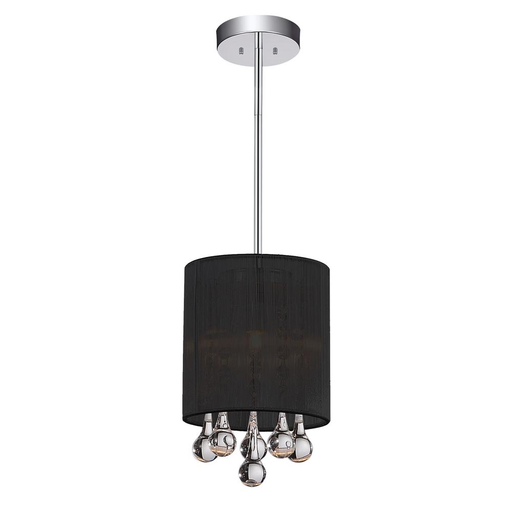 Water Drop 1 Light Drum Shade Mini Pendant With Chrome Finish. Picture 2