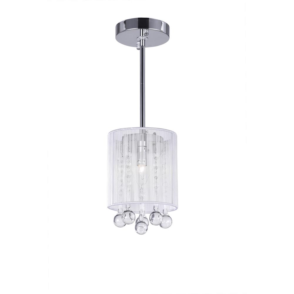 Water Drop 1 Light Drum Shade Mini Pendant With Chrome Finish. Picture 2