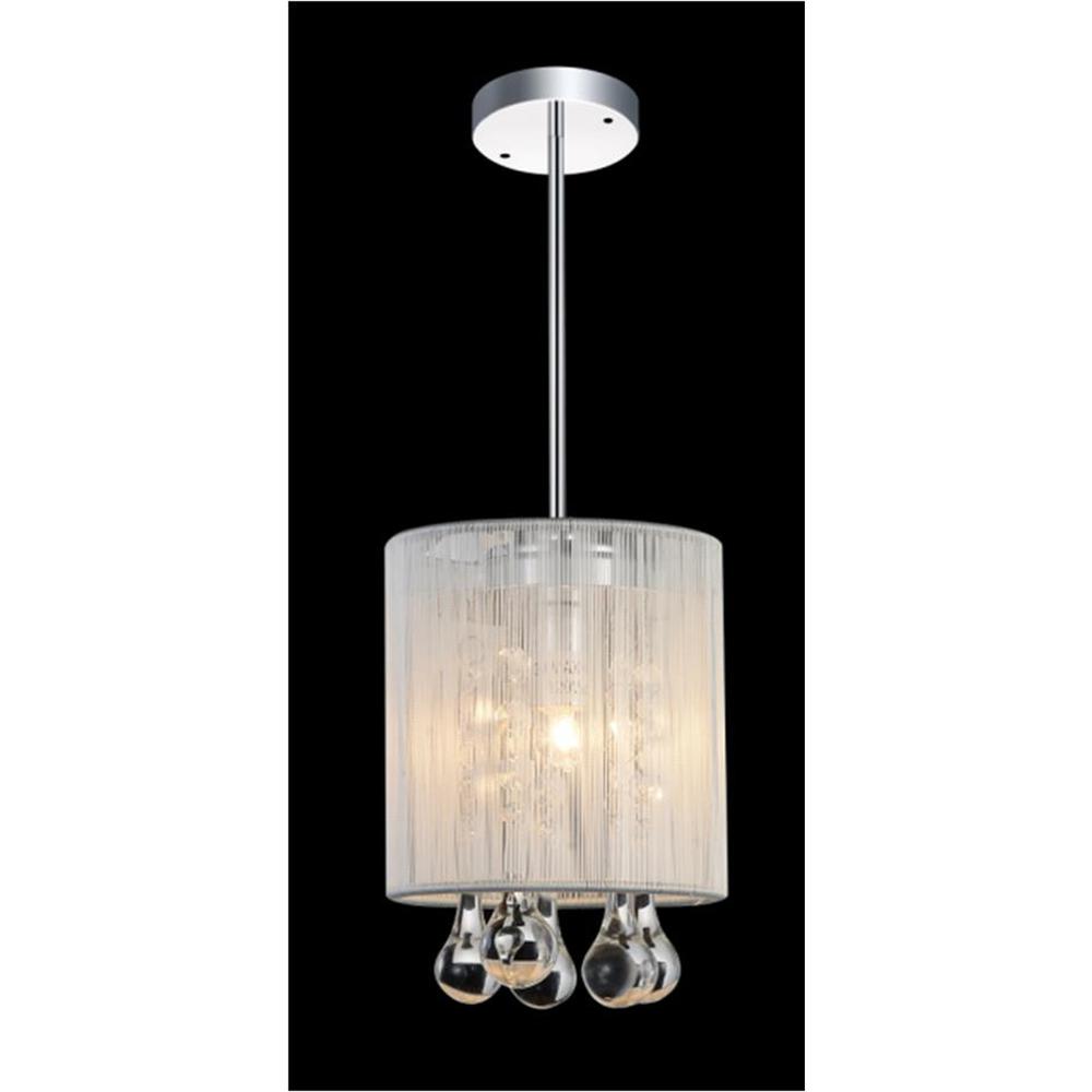Water Drop 1 Light Drum Shade Mini Pendant With Chrome Finish. Picture 1
