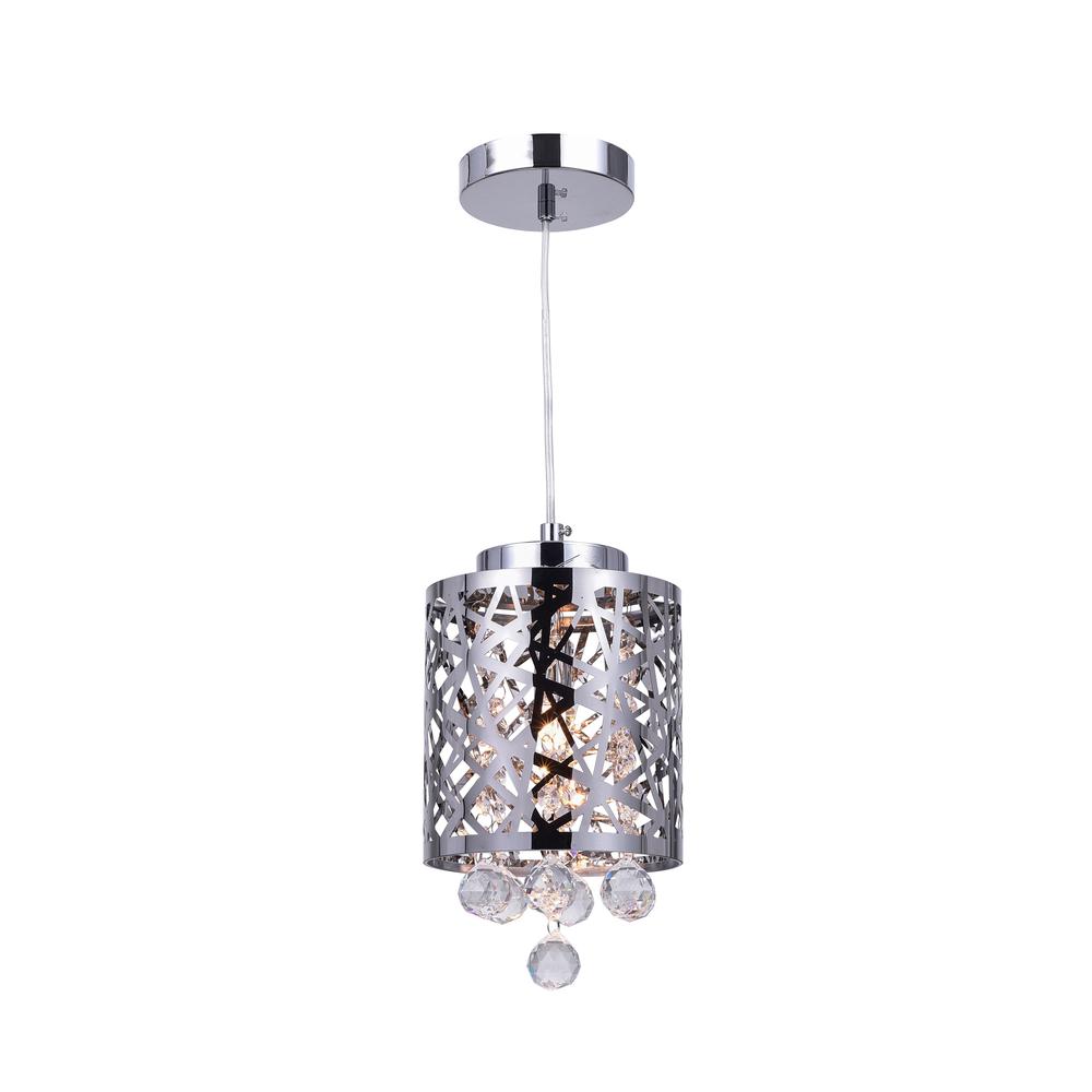 Eternity 1 Light Drum Shade Mini Pendant With Chrome Finish. Picture 1