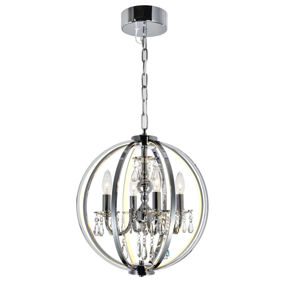 Abia 4 Light Up Chandelier With Chrome Finish. Picture 1