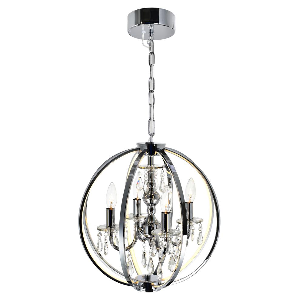 Abia 4 Light Up Chandelier With Chrome Finish. Picture 2