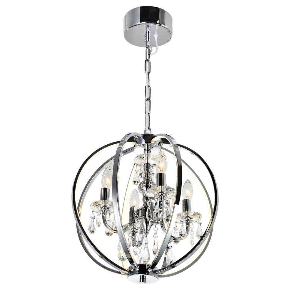 Abia 4 Light Up Chandelier With Chrome Finish. Picture 3