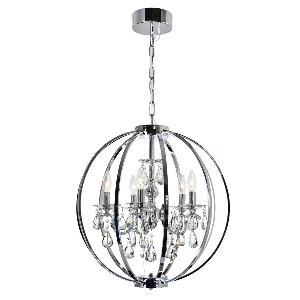 Abia 5 Light Up Chandelier With Chrome Finish. Picture 1