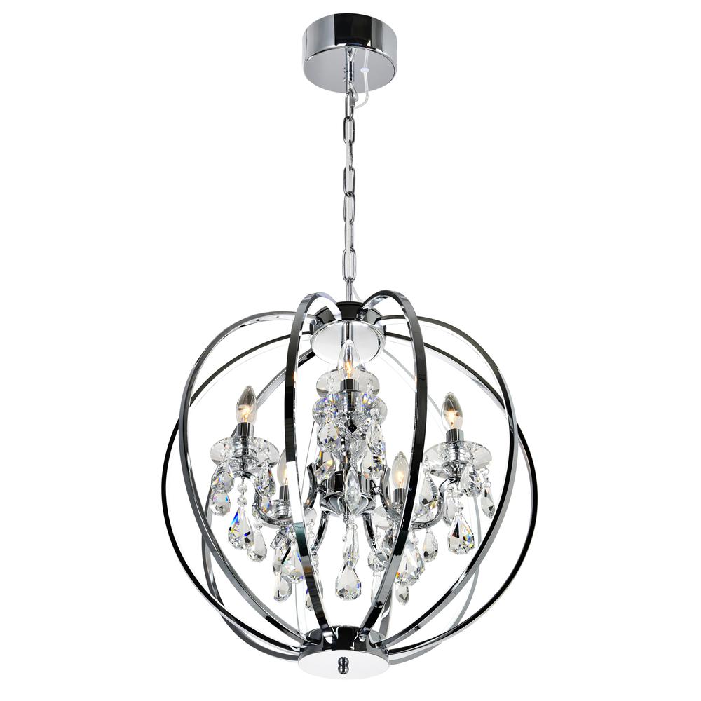 Abia 5 Light Up Chandelier With Chrome Finish. Picture 2